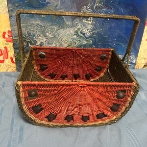 Watermelon Red and Green Wicker Basket